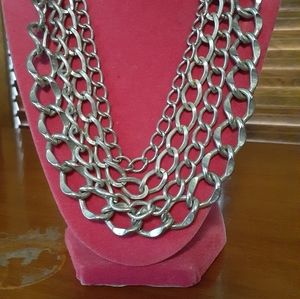 Bulky 4 Strand Chain Choker Statement Necklace